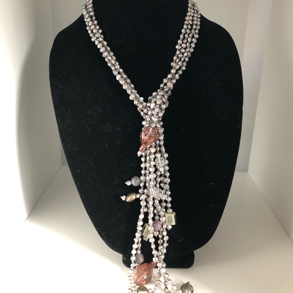 Genuine freshwater pearl necklace .
